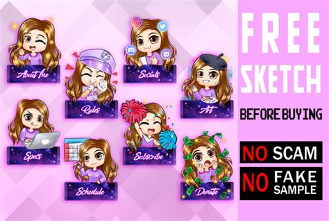 Draw Cute Chibi Panels Emotes Sub Badges For Your Twitch By Bimarz