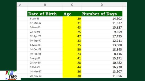 How To Calculate Age Using Date Of Birth In Microsoft Excel Youtube