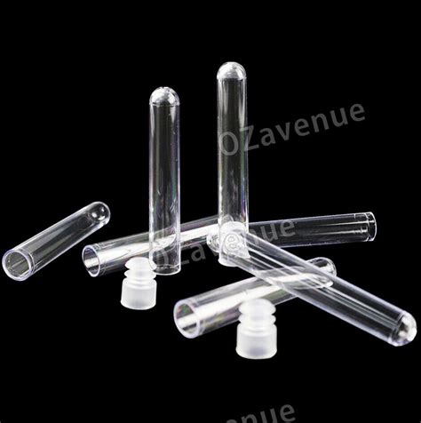 Clear Plastic Test Tube Set With Push Caps Sample Containers Vials 12