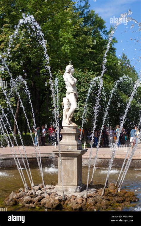 Fountains At Summer Palace Peterhof Palace St Petersburg Russia Stock