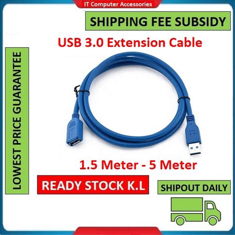 1 5m 3m 5m Super Speed Usb Extension Cable Usb 3 0 Extension Cable Male To Female Shopee Malaysia