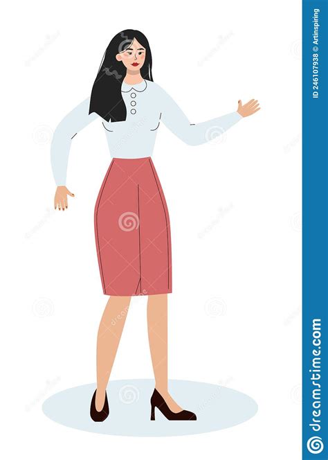 Asian Businesswoman Character Wearing Business Casual Clothing Stock