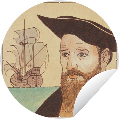 Tuincirkel Kleurrijke Illustratie Van Een Portret Van Vasco Da Gama