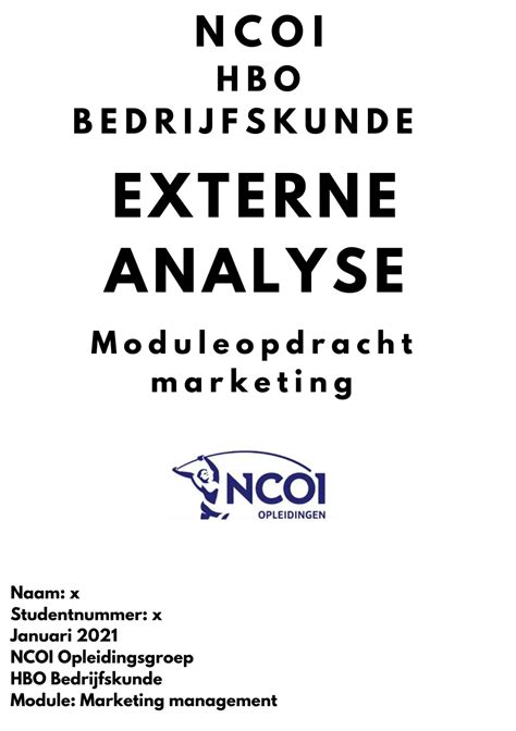 NCOI Moduleopdracht Externe Analyse Moduleopdracht Marketing Nieuw