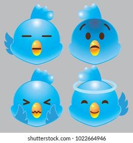 Twitter Blue Bird Emoji Icon Set Stock Vector (Royalty Free) 1022664940