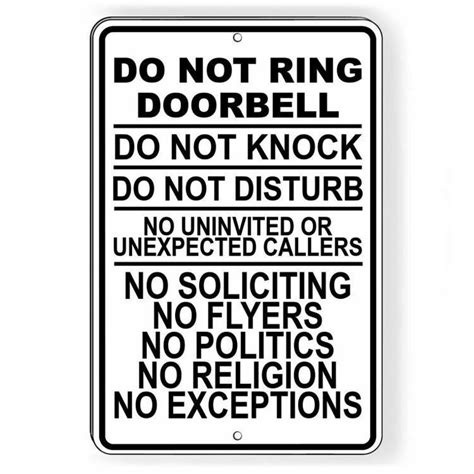 Do Not Ring Doorbell Do Not Disturb Do Not Knock No Soliciting Sign