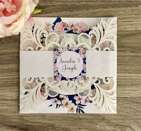 Rustic Flower Laser Cut Wedding Invitation Glitzy Prints