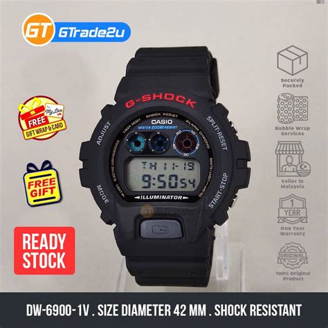 Casio G Shock Men Dw 6900 1v Dw 6900 1 Dw6900 1v Digital Bulat Basic Watch Black Resin Band G