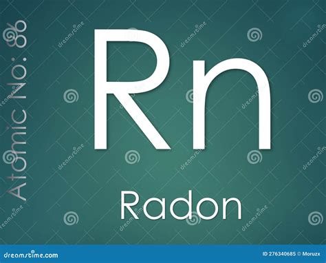 Radon Chemical Element Symbol On Green Background Stock Illustration