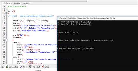 Temperature Conversion Program In C Using Functions