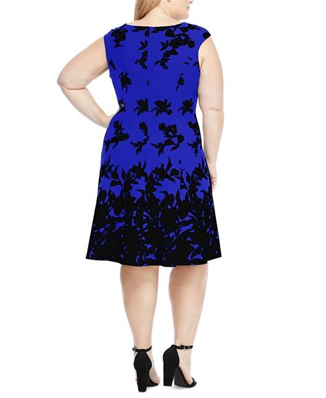 London Times Plus Size Scuba Crepe Floral Print Fit And Flare Dress Macys