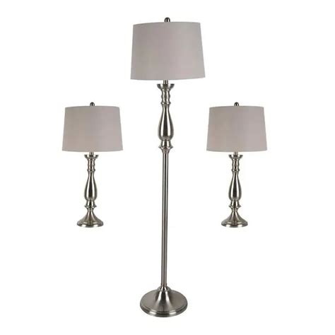 Allen Roth Norabelle 3 Piece Standard Lamp Set With Gray Shades In