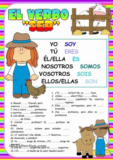 El Verbo Ser Worksheet