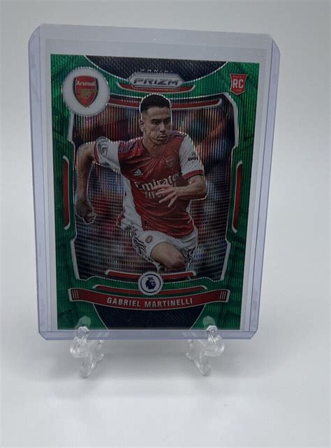 2021 22 Panini Prizm EPL Gabriel Martinelli Green Wave Rookie Arsenal