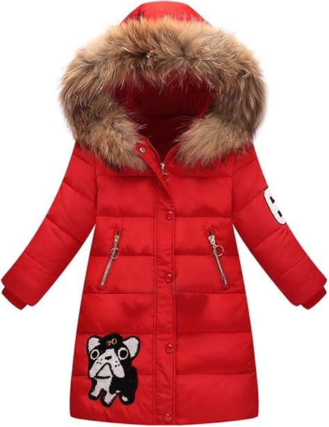 Lserver Enfant Fille Doudoune Mi Longue Manteau Capuche Fourrure