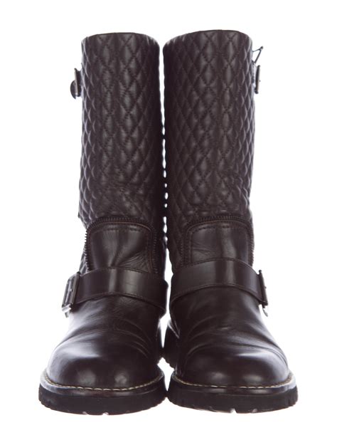 Chanel Quilted Leather Moto Boots Shoes Cha156534 The Realreal