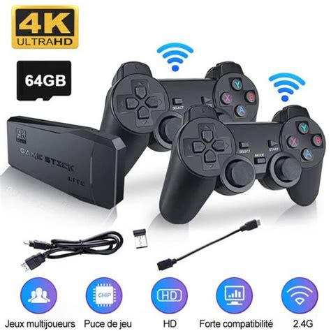 64g 10000 Jeux Console de Jeu Vidéo Rétro TV HD 4K avec plus de