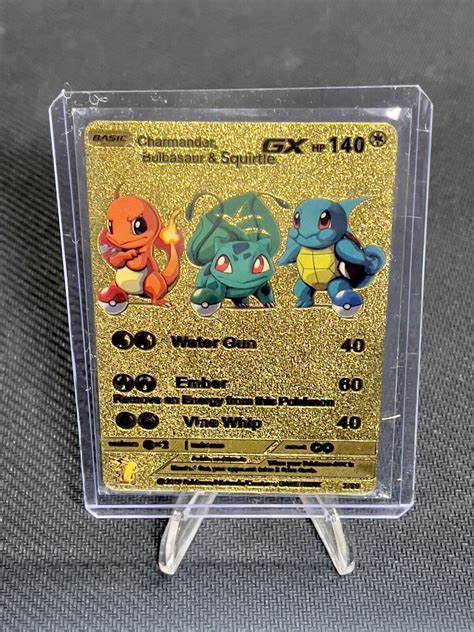 Mavin Pokemon Charmander Bulbasaur Squirtle Gx Gold Foil Fan Art Card