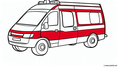 Coloriage d une ambulance rouge à Télécharger ou à Imprimer gratuitement