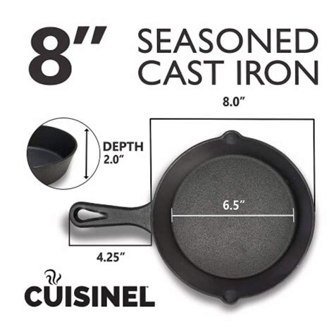 Cuisinel 8 And 12 Inch Pre Seasoned Cast Iron Skillet Cookware Set W Handle Cover 1 Piece Kroger