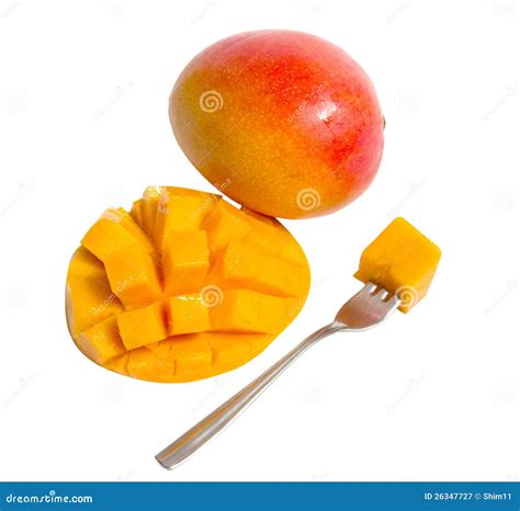 Mango With Fork Stock Image Image Of Healthy Fruit 26347727