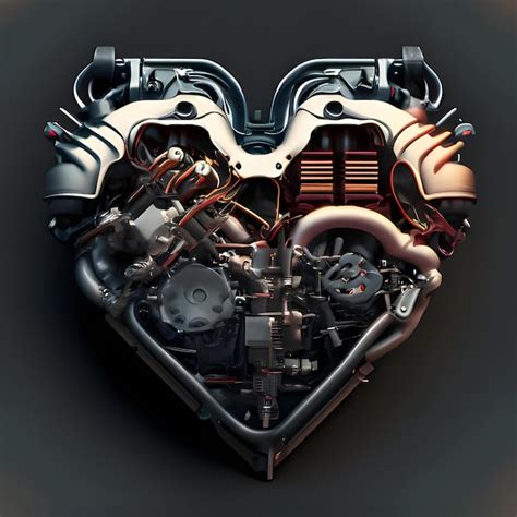 Premium Ai Image Car Engine Heart Shape Designed With Dark Background 1