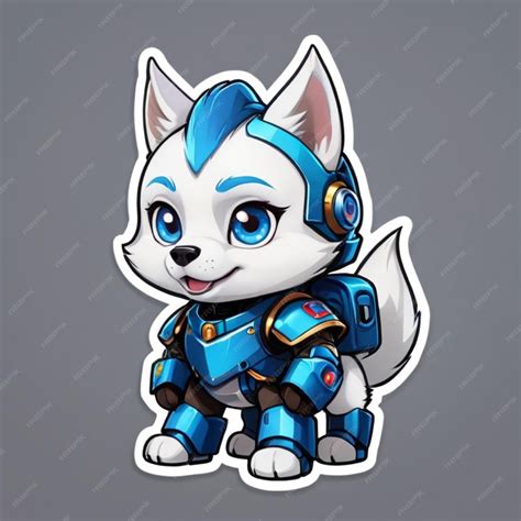 Premium Photo Cute Husky Robot Cyborg
