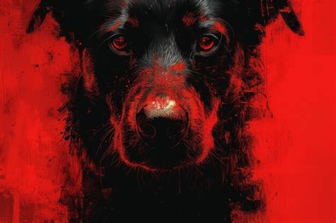 Premium Photo | A black dog with red eyes on a red background