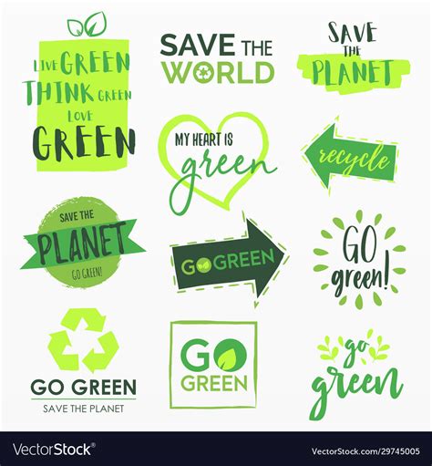 Variety Environmental Stickers Set Royalty Free Vector Image