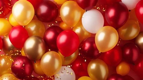 Premium Photo | Luxurious gold red and white balloon backdrop with ...