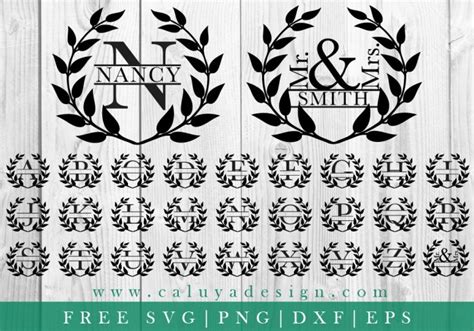 Wreath Monogram FREE SVG, PNG, EPS & DXF By Caluya Design