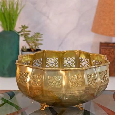 Kezevel Metal Decorative Urli Bowl Golden Finish Traditional