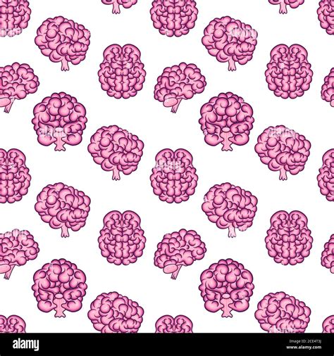 Cartoon Brain Seamless Pattern Stock Vector Image Art Alamy