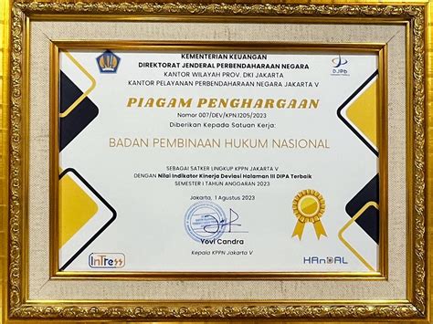 BPHN Raih Penghargaan Nilai Indikator Kinerja Deviasi Halaman III DIPA