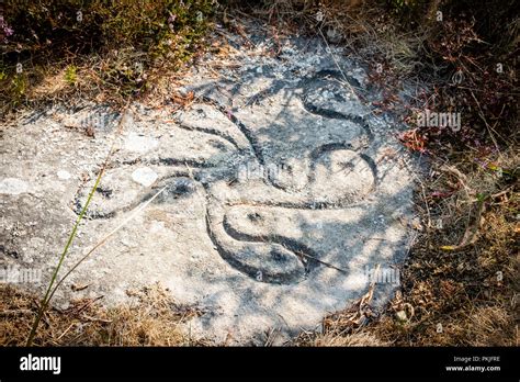 The Swastika Stone Situated On Ilkley Moor West Yorkshire England Uk