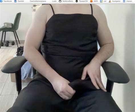 Crossdresser In The Black Maxi Satin Silk Dress Showing Big Cock And Thinking About Anal Sex And