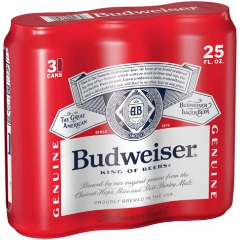 Budweiser Domestic Lager Beer 3 Pk 25 Fl Oz King Soopers