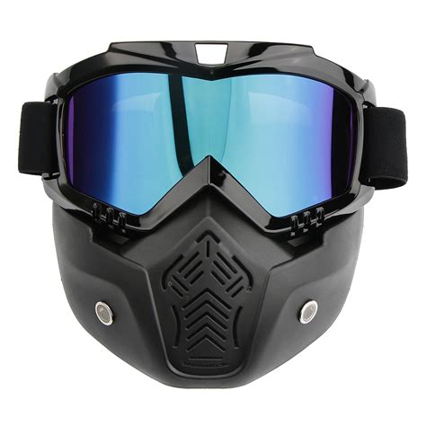 Motorcycle Outdoor Detachable Modular Face Mask Shield Goggles Glasses Anti Uv Ebay