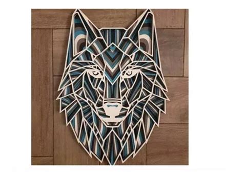 Vector 3d Lobo Multicapa Corte Láser Cnc Dxf Cdr Ai Svg Z092 Meses