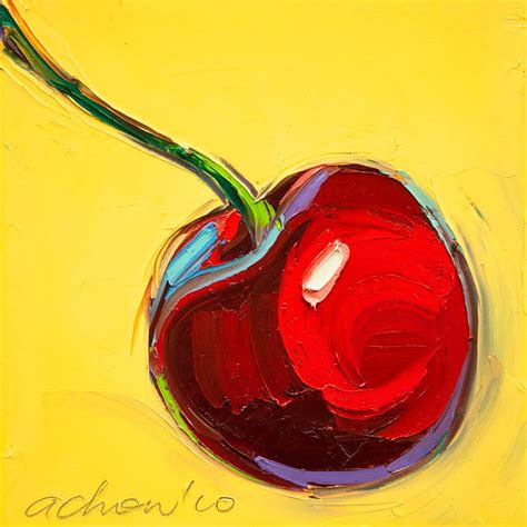 THE ART OF ALLAN CHOW: Original painting-Cherries -12X12-Modern Fine Art