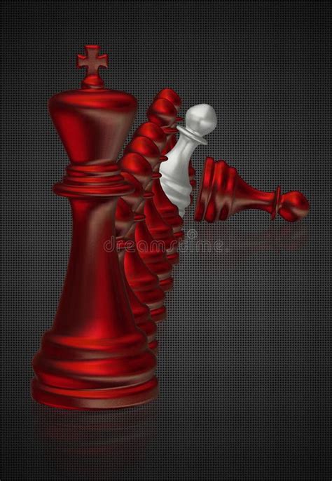 Red Chess King And Pawns With Silver Pawn Dark Background Unique