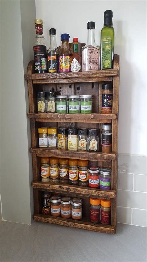 Handmade Rustic Wooden Spice Rack Etsy Uk Wooden Spice Rack Spice