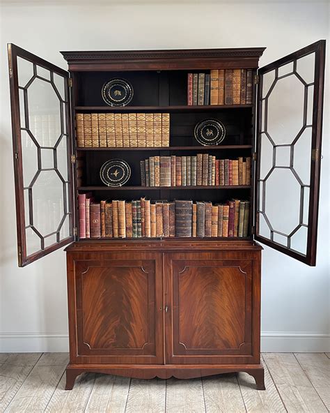 Antique Bookcase Cabinet Georgian Bookcase Mahogany Bookcase Large