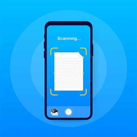 Text Scan Document Scanner Smartphone Interface Vector Template Mobile App Page Blue Gradient