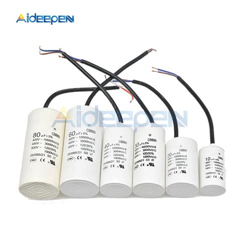 Motor Run Capacitors Cbb60 Spade Tabs 450vac 10uf 20uf 30uf 40uf 60uf