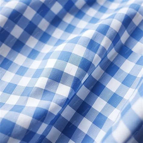 Premium Ai Image Blue Gingham Fabric