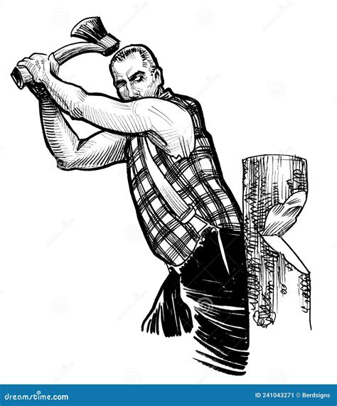 Canadian Lumberjack with Axe Stock Illustration - Illustration of ...