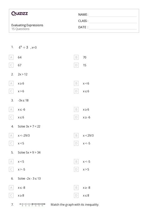 50 Evaluating Expressions Worksheets For 1st Grade On Quizizz Free