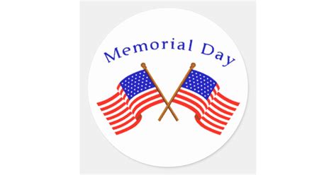 Memorial Day Classic Round Sticker Zazzle