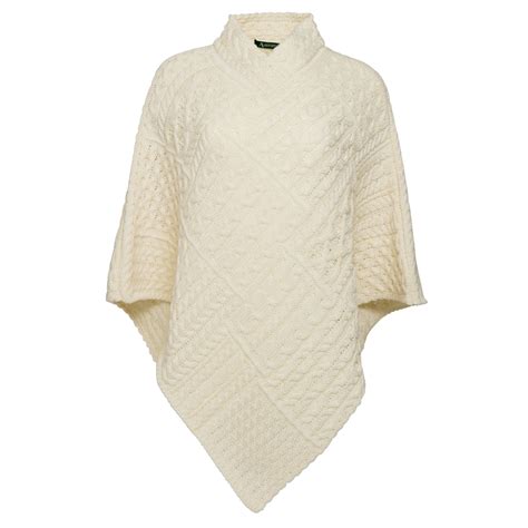 Irelands Eye Knitwear Patchwork Aran Poncho Natural Clothing Capes